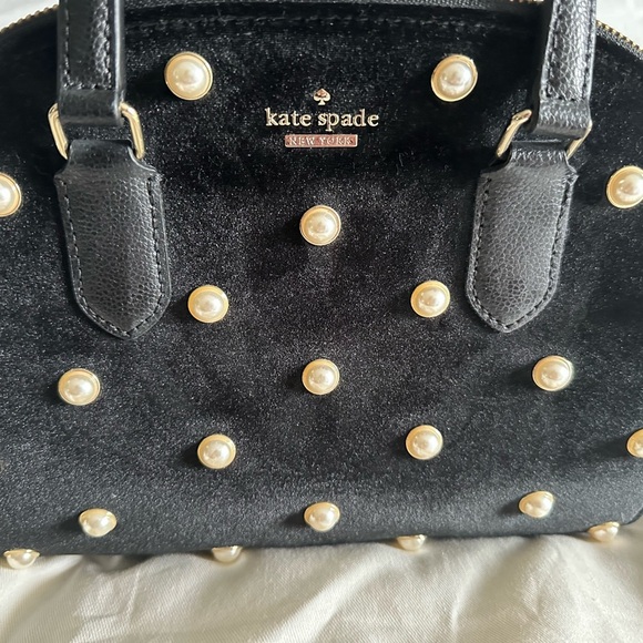 NWOT Kate Spade Black Velvet w/ Pearls Purse - Picture 2 of 8